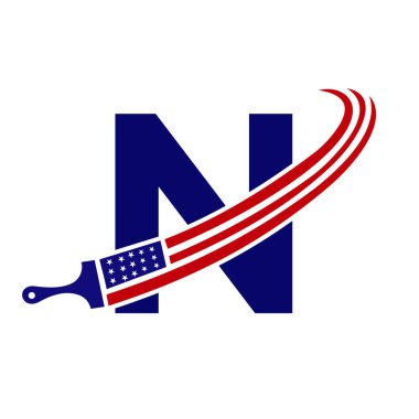 Boyalı Fırça Vektör Şablonu ile Amerikan Boya Logosu
