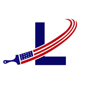 Boyalı Fırça Vektör Şablonu ile Amerikan Boya Logosu Konsepti