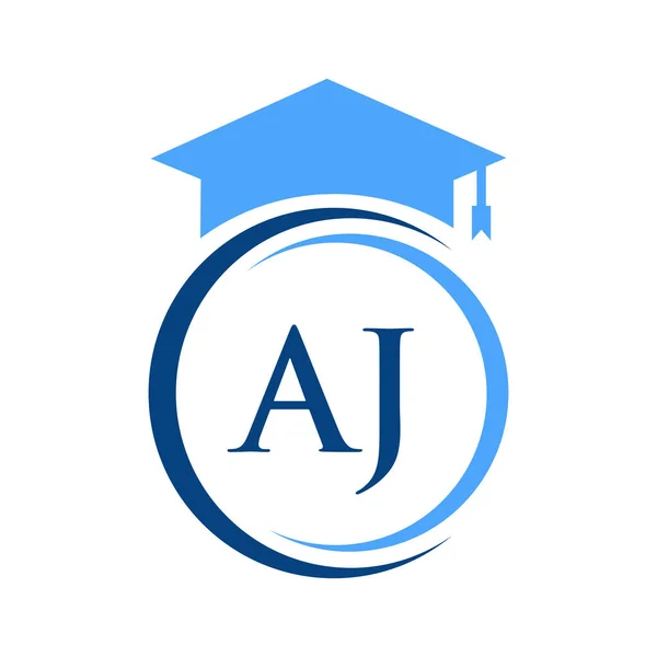 Levél Education Logo Concept Oktatási Érettségi Hat Vector Template — Stock Vector