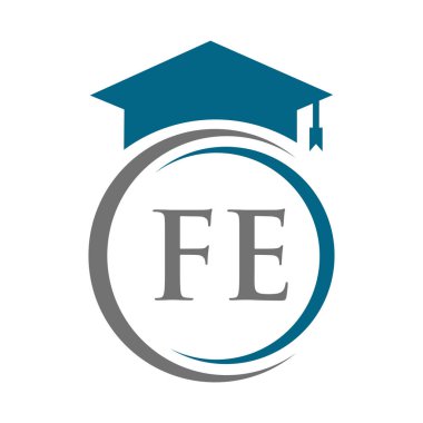 FE Eğitim Logosu Eğitimsel Mezuniyet Vektör Şablonu