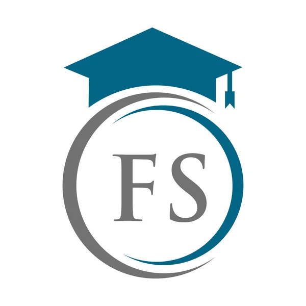 Buchstabe Education Logo Konzept Mit Bildungsabschluss Hut Vector Template — Stockvektor