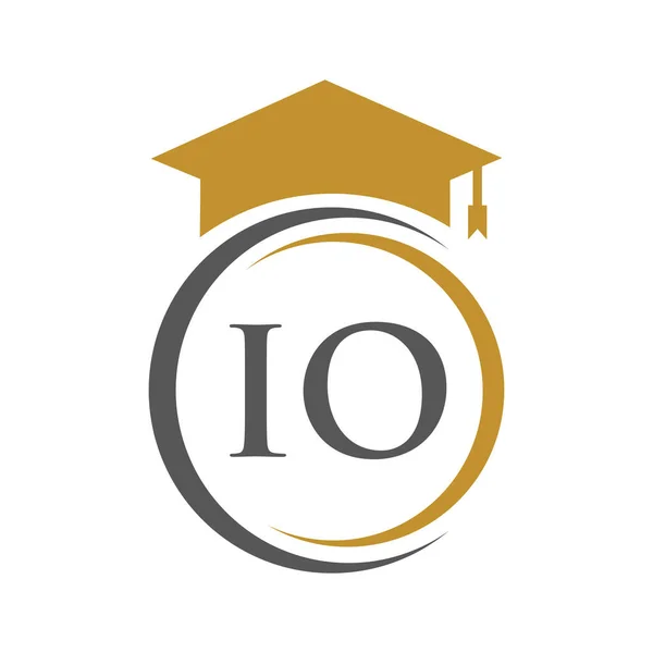 Carta Educação Logo Conceito Com Modelo Vetor Chapéu Graduação Educacional — Vetor de Stock