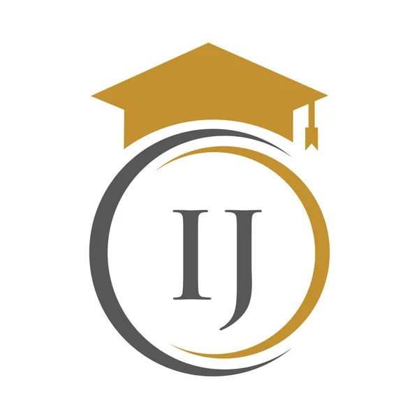 Levél Education Logo Concept Educational Graduation Hat Vector Template — Stock Vector