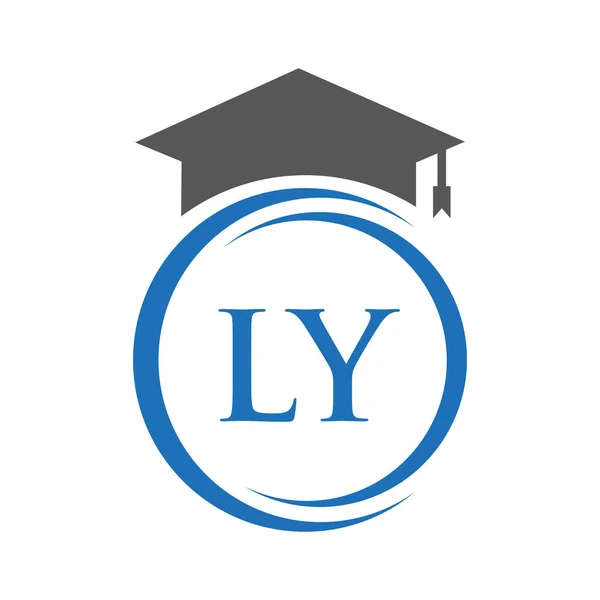 Lettera Education Logo Concept Educational Graduation Cappello Modello Vettoriale — Vettoriale Stock