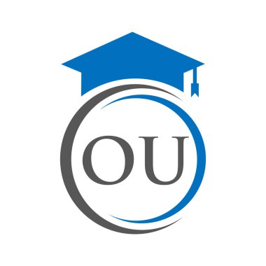 OU Eğitim Logosu Eğitimsel Mezuniyet Şapka Şablonu Konsepti