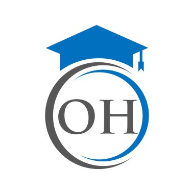 Eğitimsel Mezuniyet Şapka Şablonu ile Harf OH Eğitim Logosu Kavramı