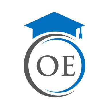 OE Eğitim Logosu Eğitimsel Mezuniyet Şapka Şablonu Konsepti