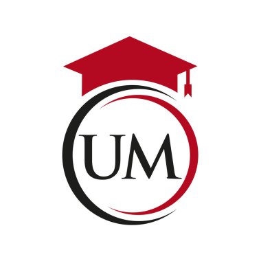 Harf UM Eğitim Logosu Eğitimsel Mezuniyet Şapka Vektör Şablonu