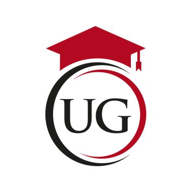 Harf UG Eğitim Logosu Eğitimsel Mezuniyet Şapka Vektör Şablonu