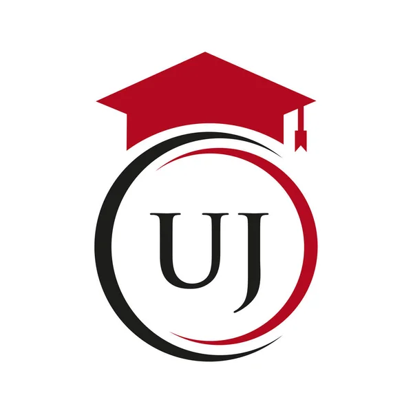 Letter Education Logo Concept Educational Graduation Hat Vector Template — Vetor de Stock
