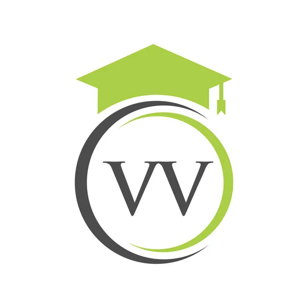 Carta Educação Logo Conceito Com Modelo Vetor Chapéu Graduação Educacional —  Vetores de Stock
