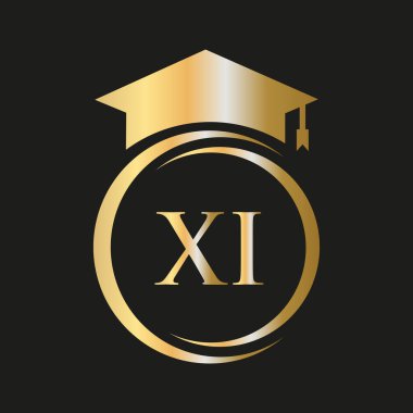 Harf XI Eğitim Logosu Eğitimsel Mezuniyet Şapka Şablonu