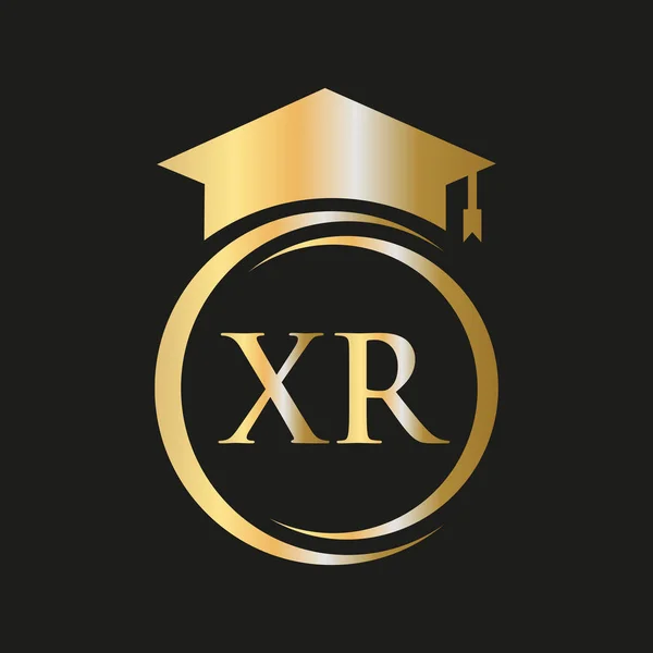 Harf XR Eğitim Logosu Eğitimsel Mezuniyet Şapka Vektör Şablonu