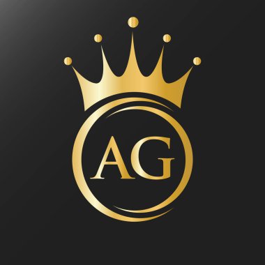 AG Crown Logosu. Spa, Yoga, Güzellik, Moda, Yıldız, Zarif, Lüks İşaret İçin Kraliyet Taç Logosu