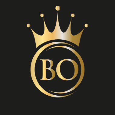 Harf BO Crown Logosu. Spa, Yoga, Güzellik, Moda, Yıldız, Zarif, Lüks İşaret İçin Kraliyet Taç Logosu