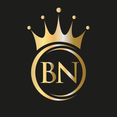 Harf BN Crown Logosu. Spa, Yoga, Güzellik, Moda, Yıldız, Zarif, Lüks İşaret İçin Kraliyet Taç Logosu