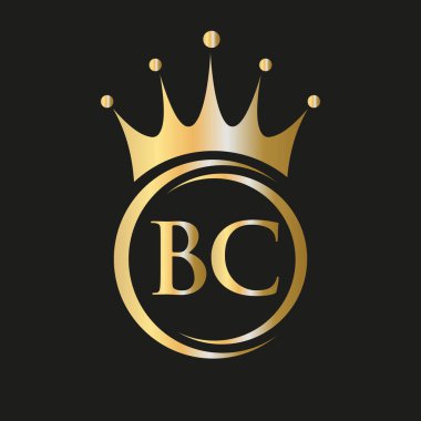BC harfli Crown Logosu. Spa, Yoga, Güzellik, Moda, Yıldız, Zarif, Lüks İşaret İçin Kraliyet Taç Logosu