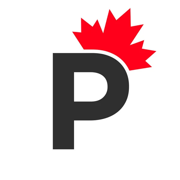 Letter Maple Leaf Logo Template Symbool Van Canada Minimale Canadese — Stockvector