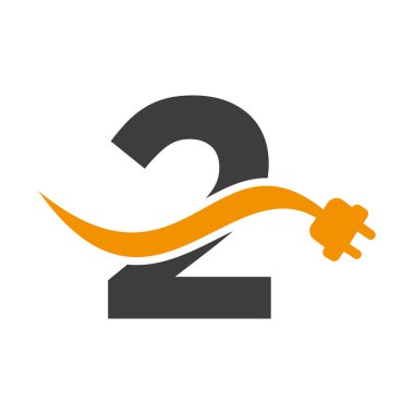 Elektrik prizi vektör şablonuyla 2. Harf Elektrik veya Elektrik Logosu Konsepti