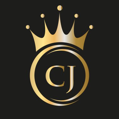 CJ Crown Logosu. Spa, Yoga, Güzellik, Moda, Yıldız, Zarif, Lüks İşaret İçin Kraliyet Taç Logosu