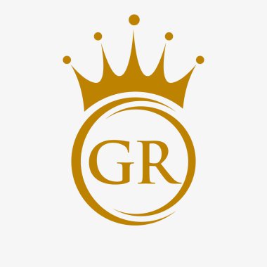 Harf GR Crown Logosu. Spa, Yoga, Güzellik, Moda, Yıldız, Zarif, Lüks İşaret İçin Kraliyet Taç Logosu