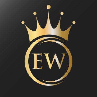 Harf EW Crown Logosu. Spa, Yoga, Güzellik, Moda, Yıldız, Zarif, Lüks İşaret İçin Kraliyet Taç Logosu