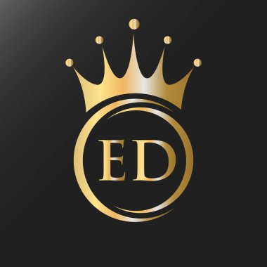 D harfi Crown Logosu. Spa, Yoga, Güzellik, Moda, Yıldız, Zarif, Lüks İşaret İçin Kraliyet Taç Logosu