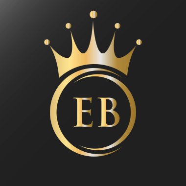 Harf EB Crown Logosu. Spa, Yoga, Güzellik, Moda, Yıldız, Zarif, Lüks İşaret İçin Kraliyet Taç Logosu