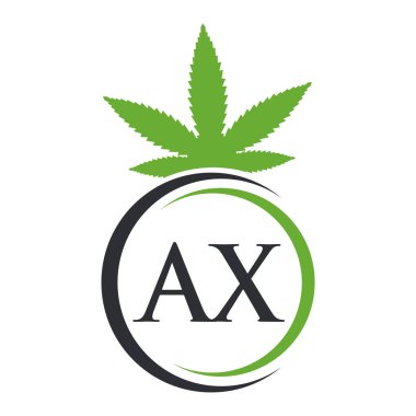 Mektup AX Marihuana Logosu. Tedavi, Sağlık ve Sağlık İçin Kenevir Logosu Sembolü