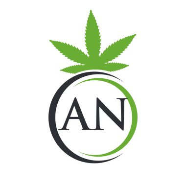 A harfi Marihuana Logosu. Tedavi, Sağlık ve Sağlık İçin Kenevir Logosu Sembolü