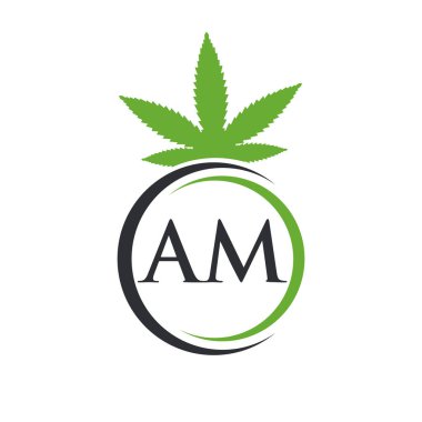 AM Mektubu: Marihuana Logosu. Tedavi, Sağlık ve Sağlık İçin Kenevir Logosu Sembolü