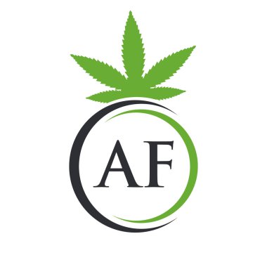 AF Marihuana Logosu. Tedavi, Sağlık ve Sağlık İçin Kenevir Logosu Sembolü