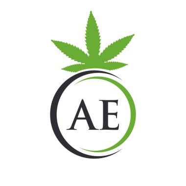 AE Marihuana Logosu. Tedavi, Sağlık ve Sağlık İçin Kenevir Logosu Sembolü