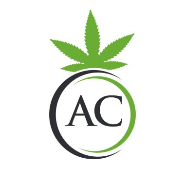 AC Marihuana Logosu. Tedavi, Sağlık ve Sağlık İçin Kenevir Logosu Sembolü