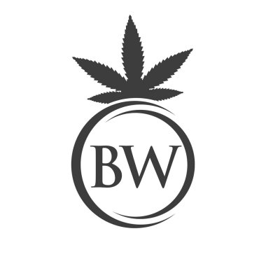 BW Marihuana Logosu. Tedavi, Sağlık ve Sağlık İçin Kenevir Logosu Sembolü
