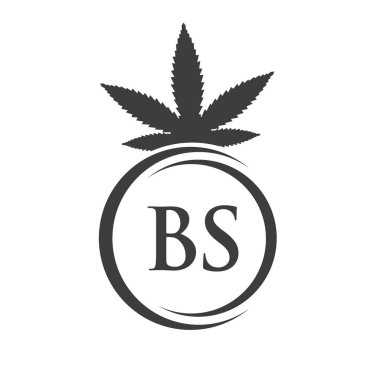 B.S Marihuana Logosu. Tedavi, Sağlık ve Sağlık İçin Kenevir Logosu Sembolü