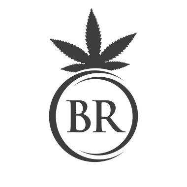 BR Marihuana Logosu. Tedavi, Sağlık ve Sağlık İçin Kenevir Logosu Sembolü