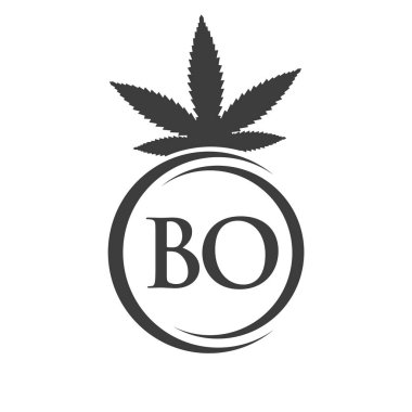 BO Marihuana Logosu. Tedavi, Sağlık ve Sağlık İçin Kenevir Logosu Sembolü