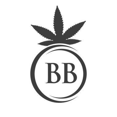 Mektup BB Marihuana Logosu. Tedavi, Sağlık ve Sağlık İçin Kenevir Logosu Sembolü