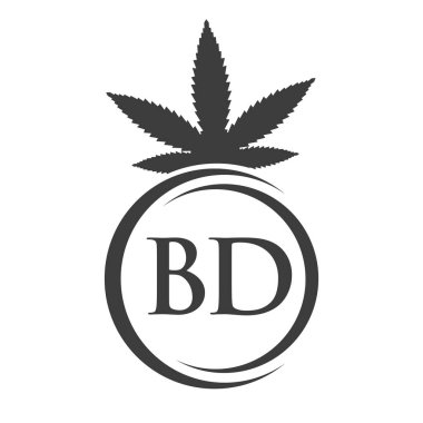 Harf BD Marihuana Logosu. Tedavi, Sağlık ve Sağlık İçin Kenevir Logosu Sembolü
