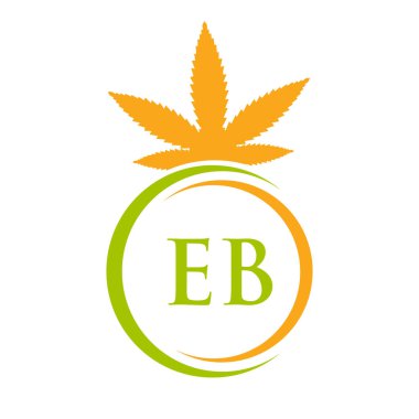 Mektup EB Marihuana Logosu. Tedavi, Sağlık ve Sağlık İçin Kenevir Logosu Sembolü