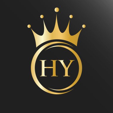 HY Crown Logosu. Spa, Yoga, Güzellik, Moda, Yıldız, Zarif, Lüks İşaret İçin Kraliyet Taç Logosu