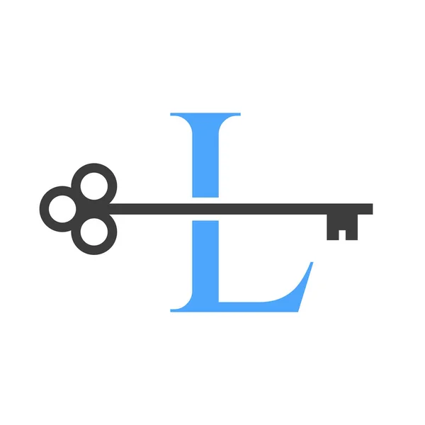 Letter Real Estate Logo Concept Home Lock Key Vector Template — стоковый вектор