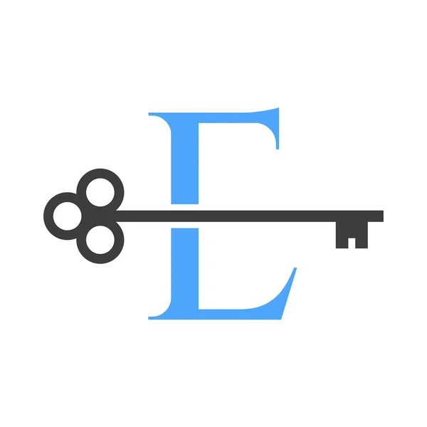 Letter Real Estate Logo Concept Home Lock Key Vector Template — Stockový vektor