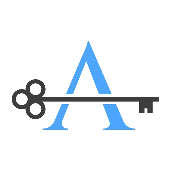 Letter Real Estate Logo Concept Home Lock Key Vector Template — Vector de stock