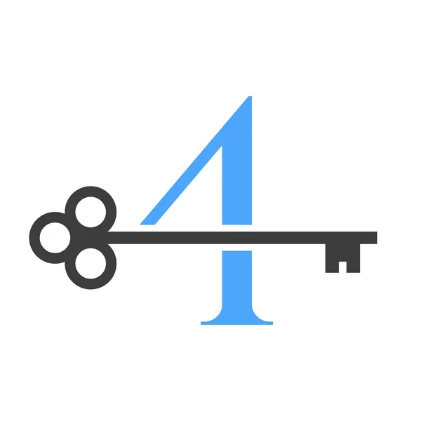 Letter Real Estate Logo Concept Home Lock Key Vector Template — 스톡 벡터