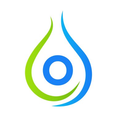 O Damlası Su Logosu Tasarım Vektör Şablonu. Asgari Su Logosu İşareti