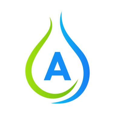 Damla Su Logosu Tasarım Vektör Şablonu. Asgari Su Logosu İşareti