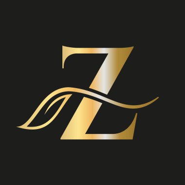 Zarif, Zarif, Güzel, Salon, Spa, Moda ve Yoga İşaret Şablonu 'na sahip Z Harfi Çiçek Lüksü Logosu