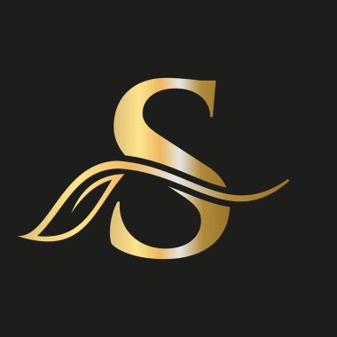 Zarif, Zarif, Güzel, Salon, Spa, Moda ve Yoga İşaret Şablonu 'na sahip S Harfi Çiçek Lüks Logosu